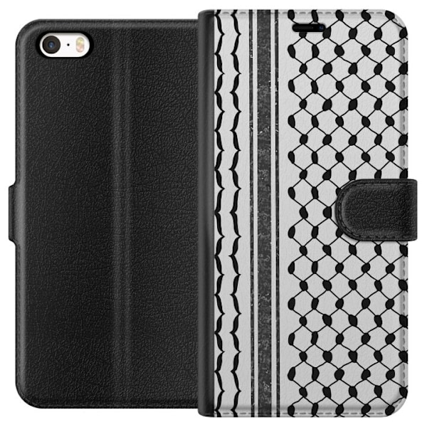 Apple iPhone 5 Lompakkokotelo Palestiinalainen kuvio - perinteiseen tyyliin inspiroima keffiyeh-kangas