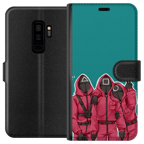Samsung Galaxy S9+ Plånboksfodral Squid Game Karaktärer Grafisk Design Seriefigurer Populär TV Motiv Asiatisk Stil Spännande Trend
