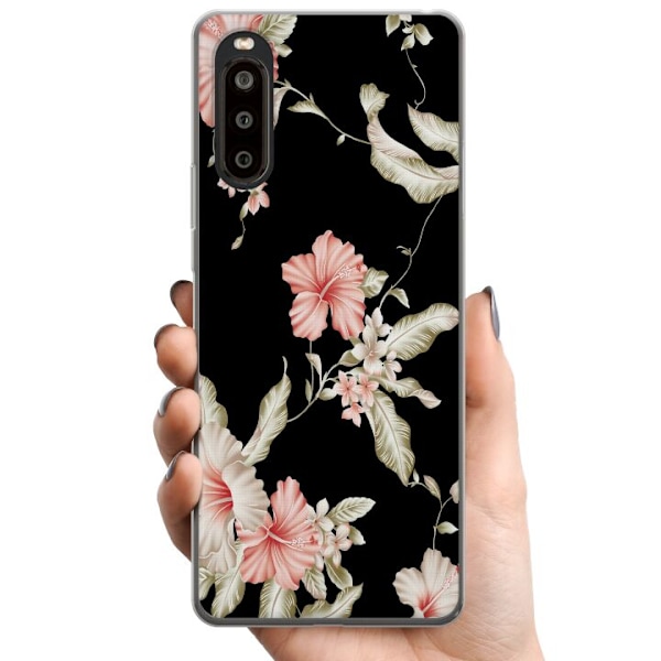 Sony Xperia 10 II TPU Mobilcover Florering Mønster Sort