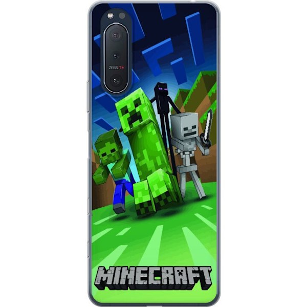 Sony Xperia 5 II Läpinäkyvä kuori Minecraft Creeper mobilskal i klassisk grön pixelstil