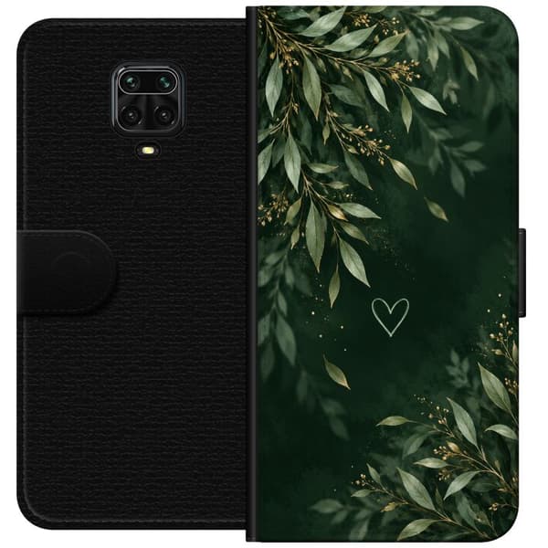 Kompatibel Tegnebogsetui til Xiaomi Redmi Note 9S Skovblad grøn