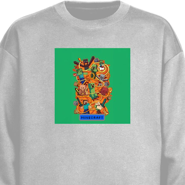 Sweatshirt för Vuxen | Klassisk Collegetröja Minecraft grå S