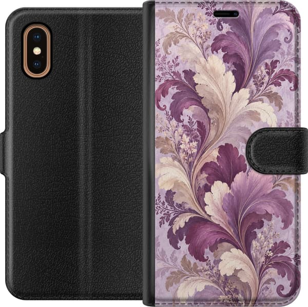 Kompatibel Tegnebogsetui til Apple iPhone XS Max Lilla løvværk lilla