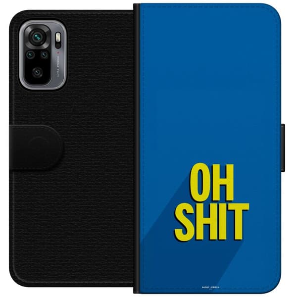 Kompatibelt Plånboksfodral till Xiaomi Redmi Note 10S Oh Shit text blå
