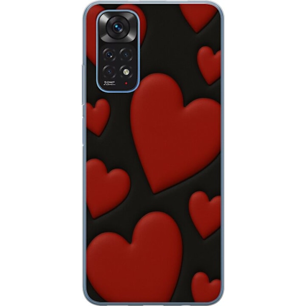 Xiaomi Redmi Note 11 Genomskinligt Skal Red Velvet Hearts
