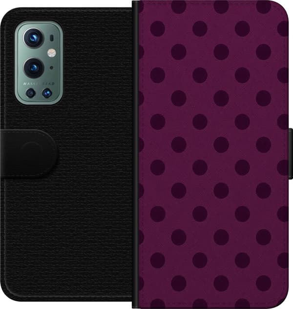 Kompatibel Tegnebogsetui til OnePlus 9 Pro Blomme Popprikker lilla