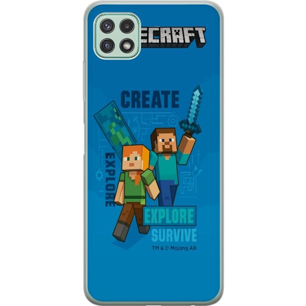 Samsung Galaxy A22 5G Läpinäkyvä kuori Minecraft Luolastot