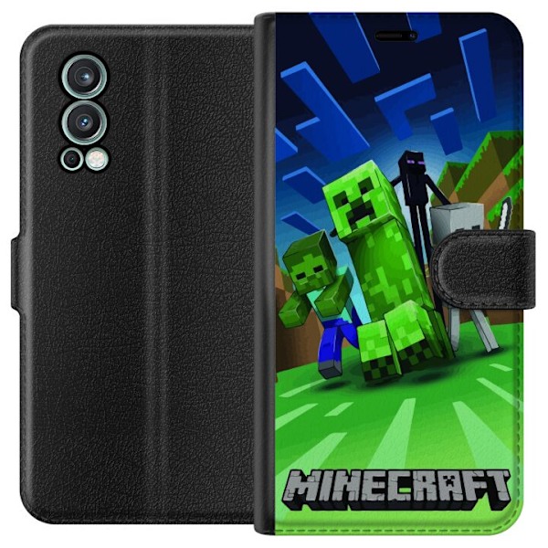 OnePlus Nord 2 5G Tegnebogsetui Minecraft Creeper mobilskal i klassisk grön pixelstil