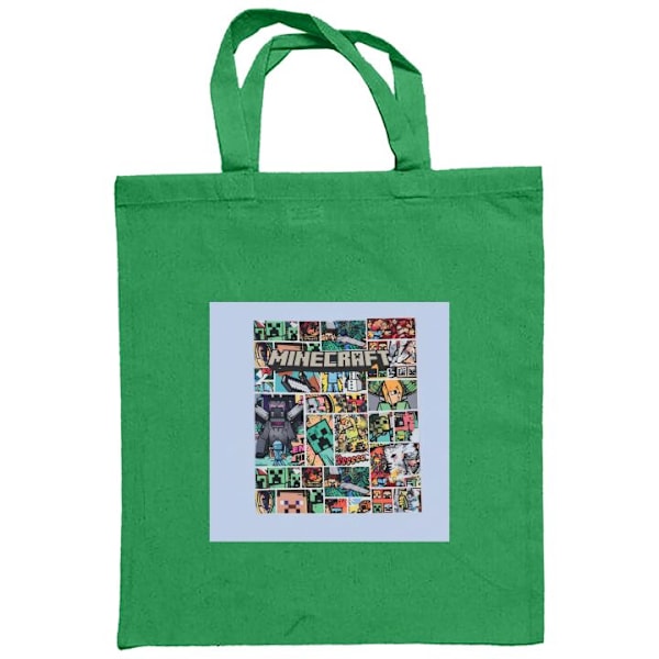 Mulepose | Holdbar Indkøbstaske i Stof Minecraft Kunst Grøn one size