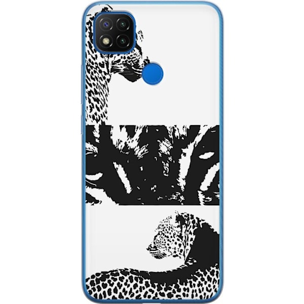 Xiaomi Redmi 9C Genomskinligt Skal Leopard Faces – trendigt mönster med leopardansikten
