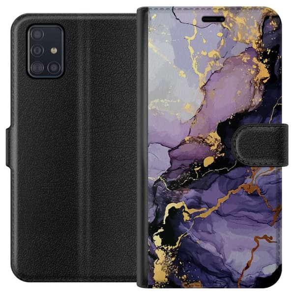 Kompatibelt Plånboksfodral till Samsung Galaxy A51 Lila Marmor