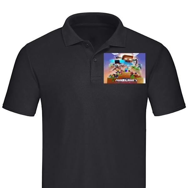 Poloshirt til Voksen | Elegant Poloshirt Minecraft Sort Lille