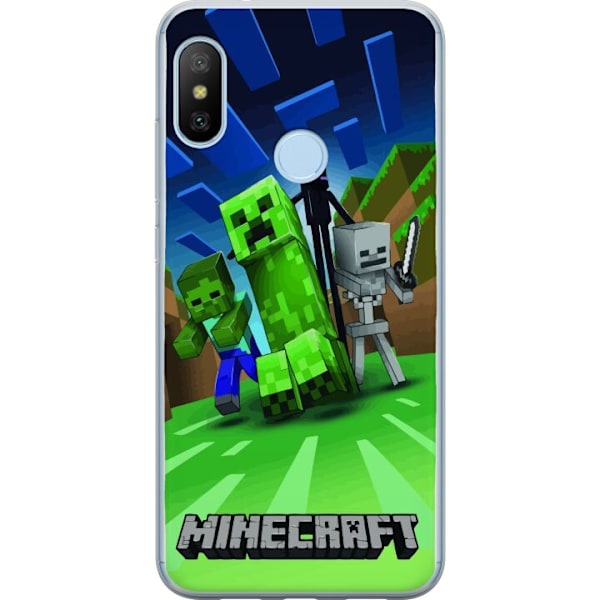 Xiaomi Mi A2 Lite Läpinäkyvä kuori Minecraft Creeper mobilskal i klassisk grön pixelstil