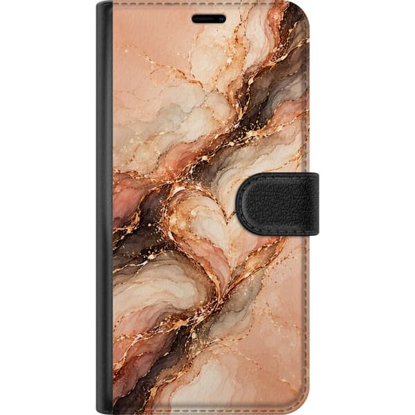 Kompatibelt Lommeboketui til Huawei P30 Pro Marmorhjerte oransje