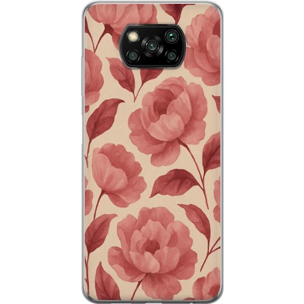 Xiaomi Poco X3 NFC Gjennomsiktig deksel Rose Blomst