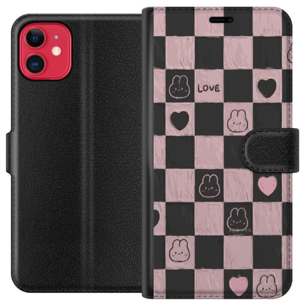 Kompatibel Tegnebogsetui til Apple iPhone 11 Sort og pink