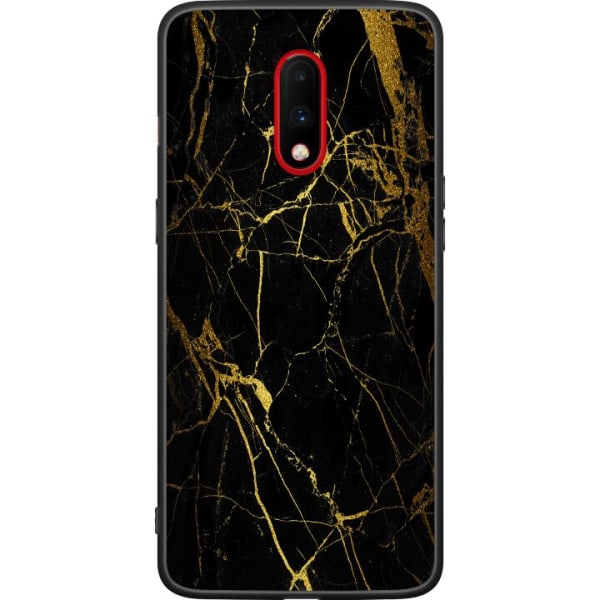 OnePlus 7 Sort cover Marmor Sort & Guld