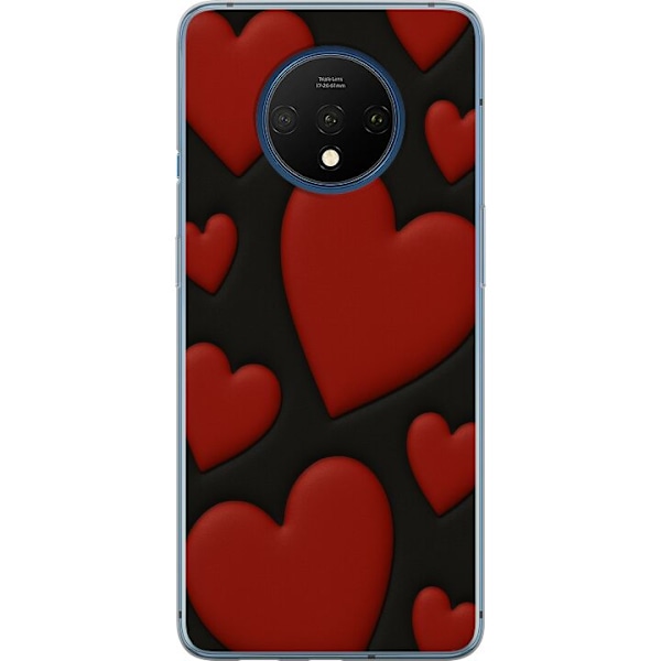 OnePlus 7T Genomskinligt Skal Red Velvet Hearts