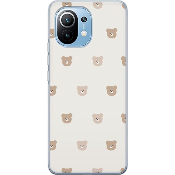 Xiaomi Mi 11 Läpinäkyvä kuori Teddy-tausta - söpöt teddykarhut pehmeällä taustalla