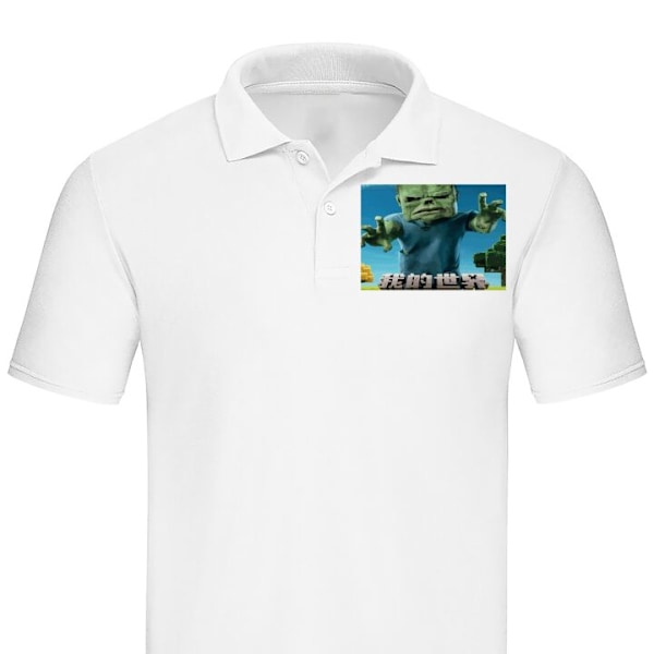 Poloshirt til Voksen | Elegant Poloshirt A Minecraft Movie Hvid Stor