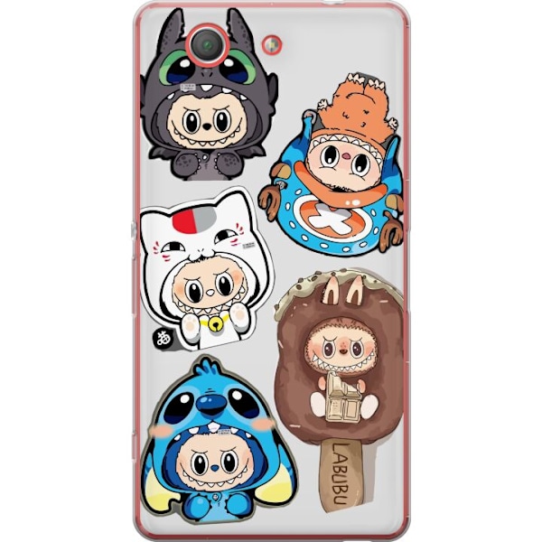 Sony Xperia Z3 Compact Läpinäkyvä kuori Labubu hahmokokoelma - Pop Mart Labubu The Monsters väriluulisessa muotoilussa