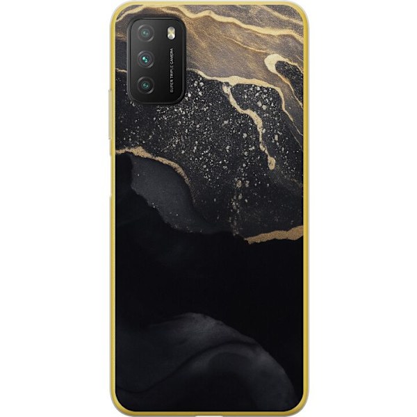 Xiaomi Poco M3  Gennemsigtig cover Sort guld abstrakt
