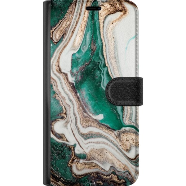 Samsung Galaxy A12 Plånboksfodral Grön / Guld marmor