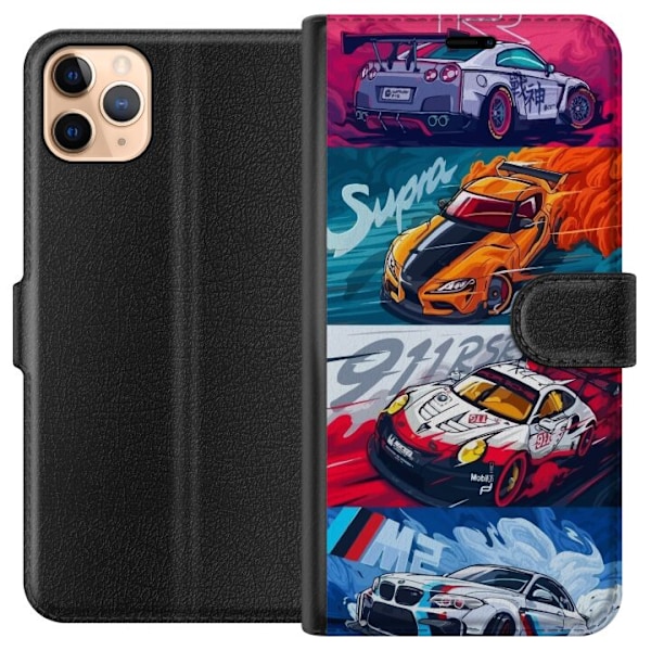 Apple iPhone 11 Pro Max Lompakkokotelo Nopeat Autot - Piirrett