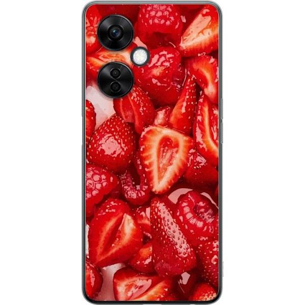 OnePlus Nord CE3 Läpinäkyvä kuori Mansikkakuviointi - makea
