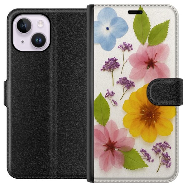 Apple iPhone 15 Plus Plånboksfodral Pressade blommor