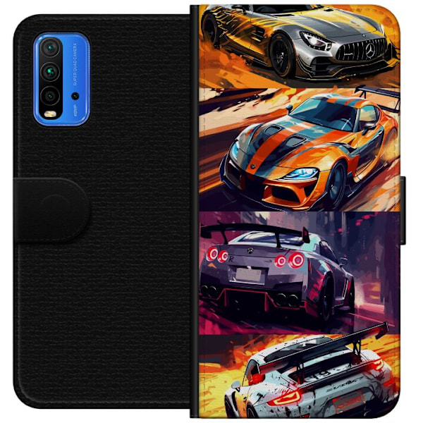 Xiaomi Redmi Note 9 4G Lompakkokotelo Ralli kuume - vauhdikas