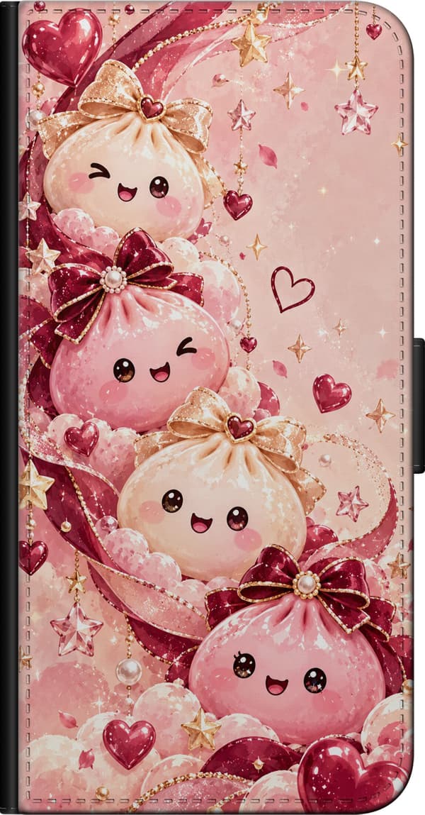 Kompatibel Tegnebogsetui til Sony Xperia 5 II Hjertevenner pink