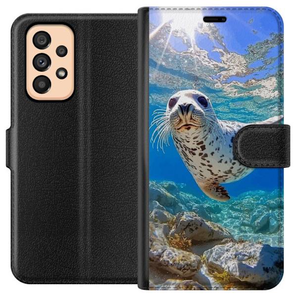 Samsung Galaxy A53 5G Lompakkokotelo Myynti Meri Uiminen Eläinaihe Luonto Vesimotiivi Sininen Suunnittelu Meriteema Suosittu Motiivi Villieläimet