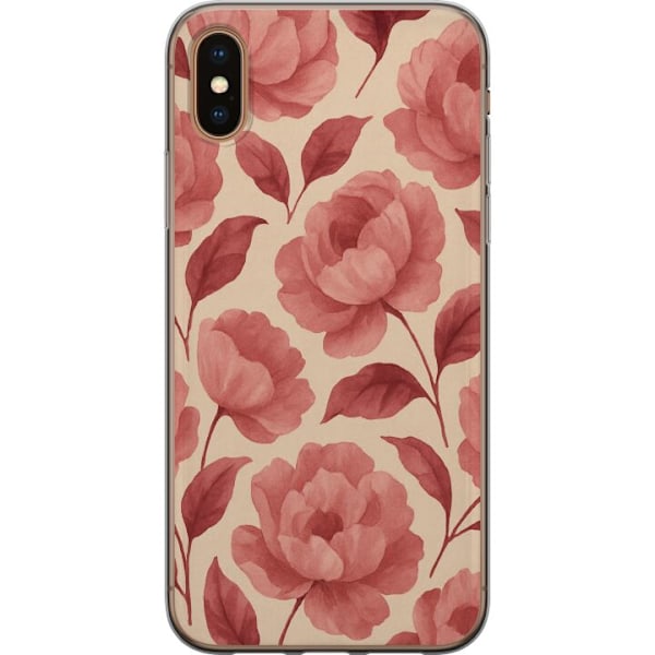 Apple iPhone XS Genomskinligt Skal Rose Bloom