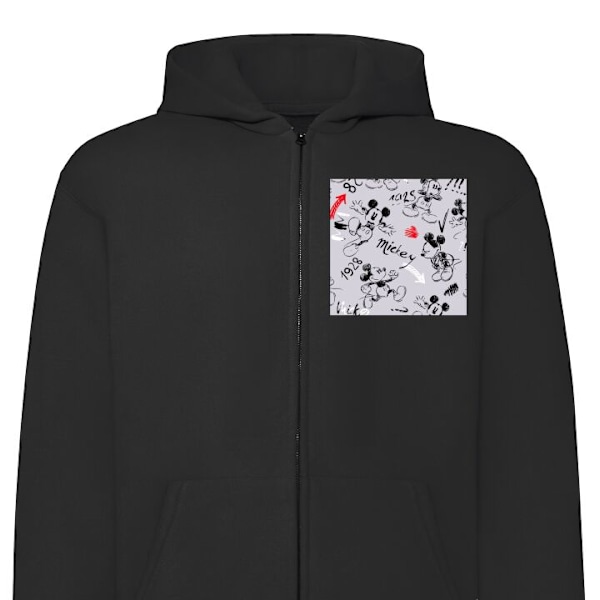Zip-Hoodie | Huvtröja med Dragkedja för Vuxna Disney mönste svart S