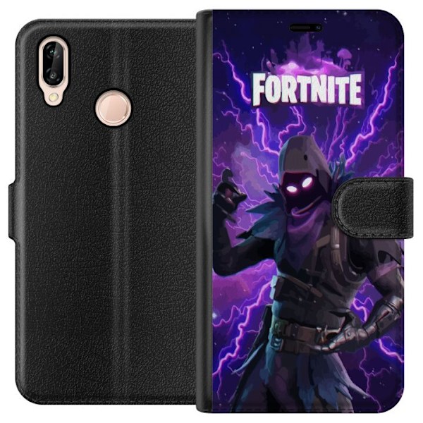 Huawei P20 lite Plånboksfodral Fortnite Raven – Mörk Stridsikon från Battle Royale