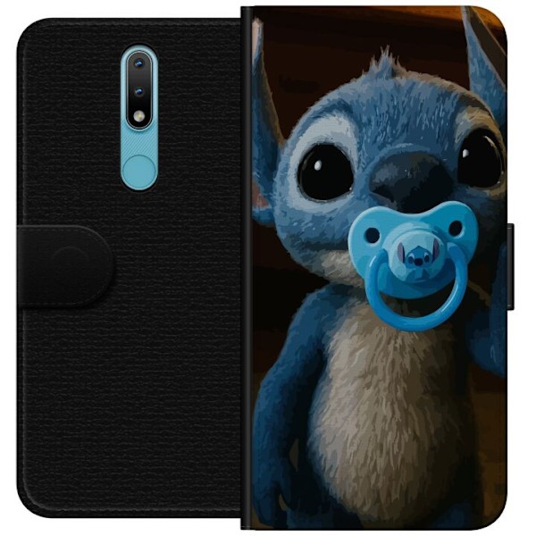 Nokia 2.4 Lompakkokotelo Stitch & Napp - vauvateema söpöllä hahmolla