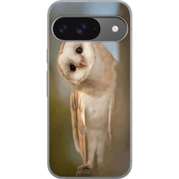 Google Pixel 9 Pro Läpinäkyvä kuori Uggla Utelias Katse Lintumotiivi Metsä Luonto Grafinen Suunnittelu Suosittu Motiivi Eläin Teema Koriste
