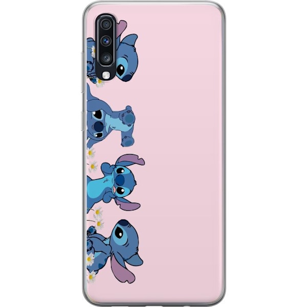 Samsung Galaxy A70 Genomskinligt Skal Stitch Skratt & Bus – Perfekt för Mobilskal eller Poster