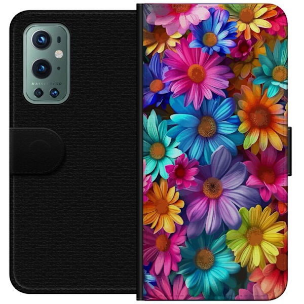 OnePlus 9 Pro Lompakkokotelo Gerbera Kukat Värikäs Koriste Kukka Motiivi Suosittu Kotisisustus Väririkas Seinätaide Suunnittelu