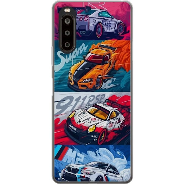 Sony Xperia 10 II Läpinäkyvä kuori Nopeat Autot - Piirretty