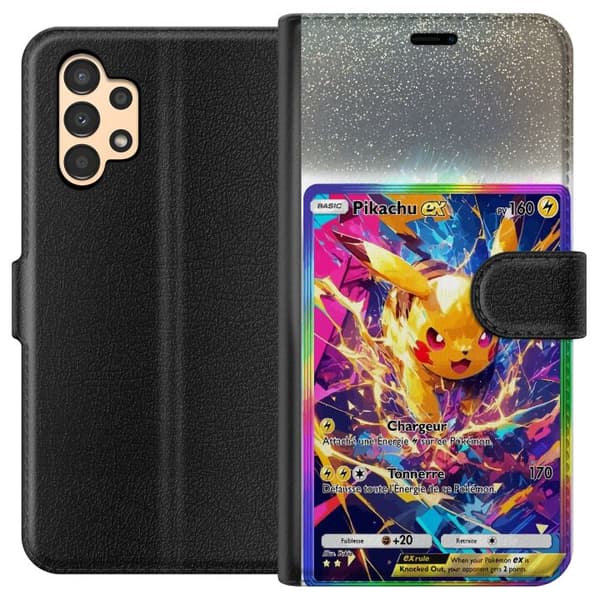 Kompatibel Tegnebogsetui til Samsung Galaxy A13 Pikachu gul