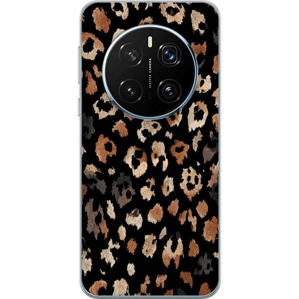 Kompatibel Mobilcover til Honor Magic7 Pro Stilrent leopardmønster i brun, beige og sort på mørk baggrund sort