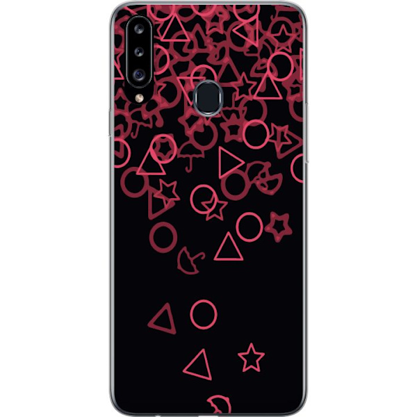 Samsung Galaxy A20s Genomskinligt Skal Squid Game Ikoner Serie Design Populärt TV Spel Ikoner Grafiskt Motiv Asiatisk Trend Dramaserie