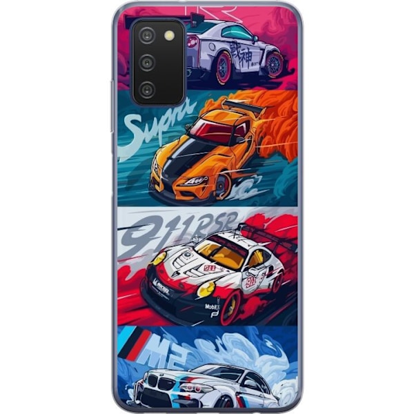 Samsung Galaxy A03s Läpinäkyvä kuori Nopeat Autot - Piirretty Kuvio Toiminnalla
