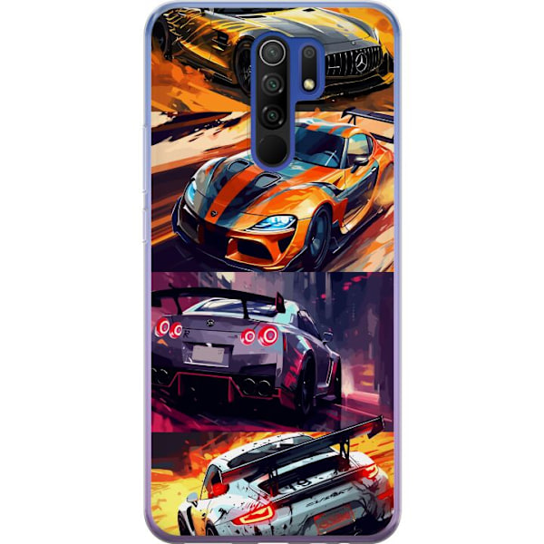 Xiaomi Redmi 9 Läpinäkyvä kuori Ralli kuume - vauhdikas teema ralliautoilla