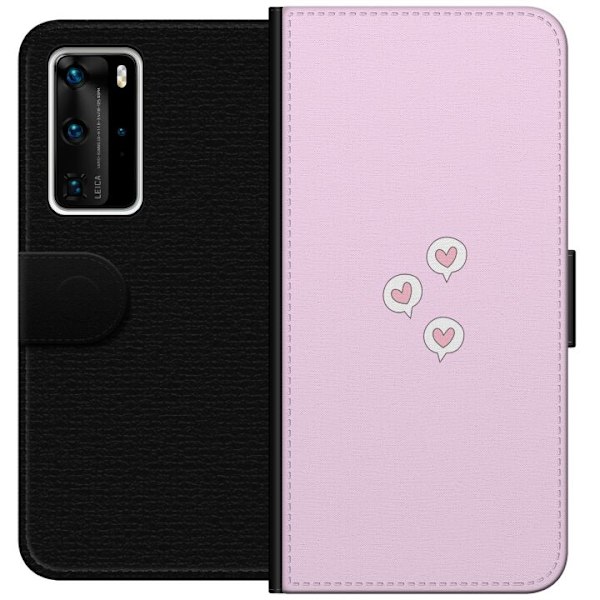 Huawei P40 Pro Lommeboketui Hjerter i bobler