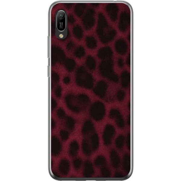Kompatibelt Mobilskal till Huawei Y6 Pro (2019) Vinröd leopard röd