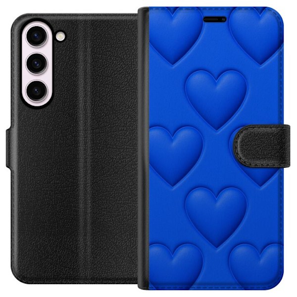 Samsung Galaxy S23+ Lommeboketui Blå Hjerter