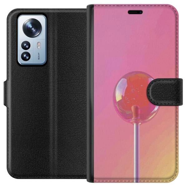 Kompatibel Tegnebogsetui til Xiaomi 12 Pro Blank lyserød pinde mod blød pastelbaggrund pink